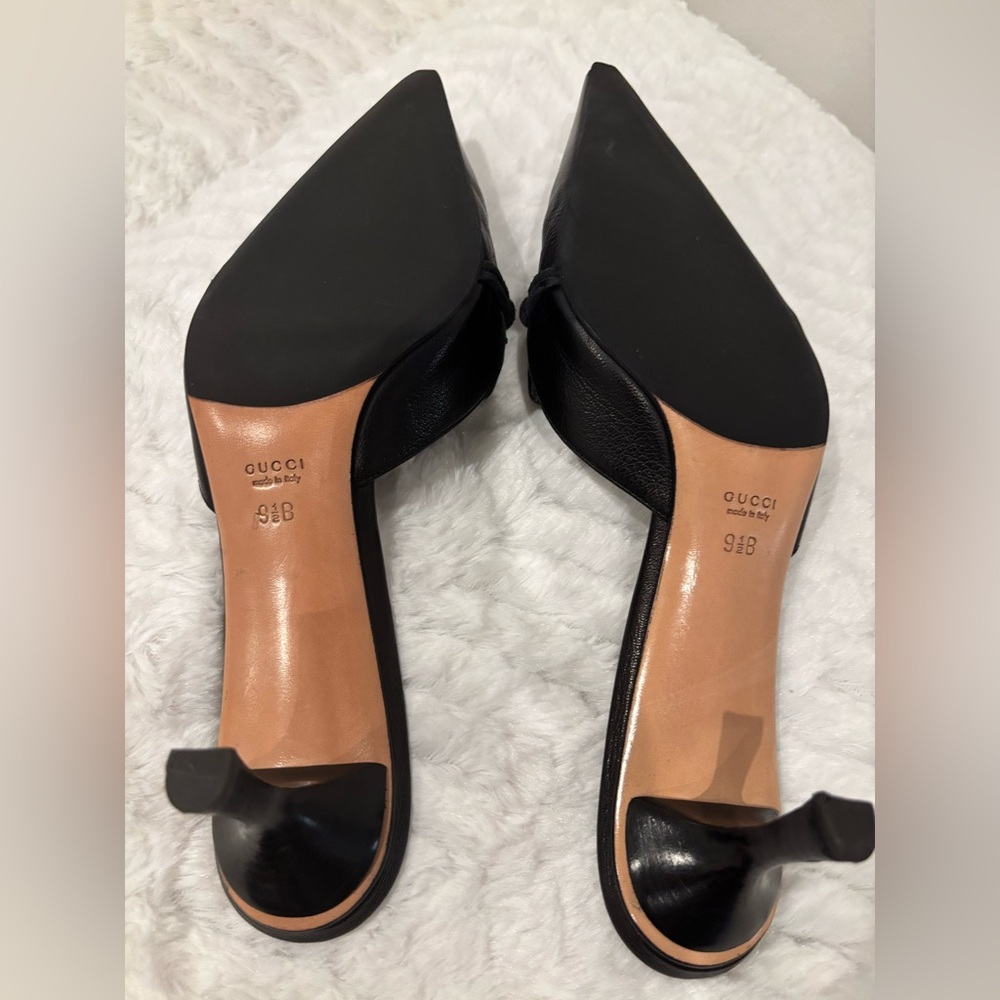 Gucci Black Leather Mules with Silver Horse Bit Hardware NIB Size 9.5 - Picture 3 of 8